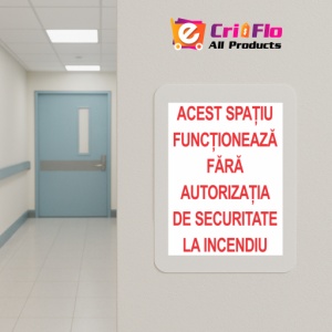 Indicator Acest spatiu functioneaza fara autorizatia de securitate la incendiu, Sticker autocolant - Img 5