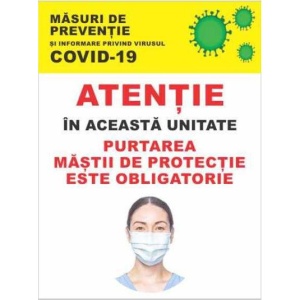 Indicator Afis info COVID, Sticker autocolant
