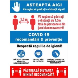 Indicator Afis masuri covid, Sticker autocolant