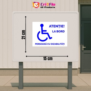 Indicator Alb atentie la bord persoana cu dizabilitati, Sticker autocolant - Img 2