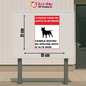 Indicator Atentie caine de lupta in interior, Sticker autocolant - Img 2