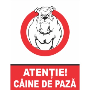 Indicator Atentie caine de paza, Sticker autocolant