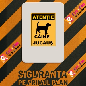Indicator Atentie caine jucausi, Sticker autocolant - Img 3