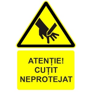 Indicator Atentie cutit neprotejat indicator de avertizare, Sticker autocolant - Img 1