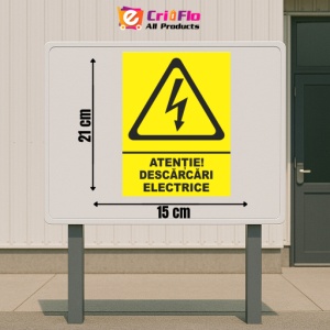 Indicator Atentie descarcari electrive, Sticker autocolant - Img 2