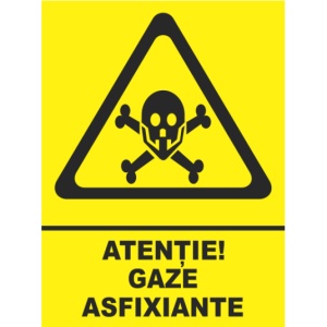 Indicator Atentie gaze asfixiante, Sticker autocolant