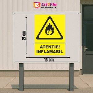 Indicator Atentie inflamabil, Sticker autocolant - Img 2