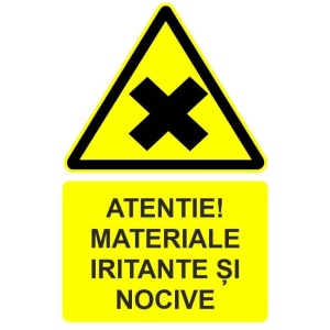 Indicator Atentie materiale iritante si nocive indicator de avertizare, Sticker autocolant - Img 1
