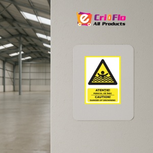 Indicator Atentie pericol de inec caution danger of drowning, Sticker autocolant - Img 4