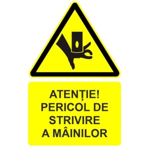 Indicator Atentie pericol de strivire a mainilor indicator de avertizare, Sticker autocolant