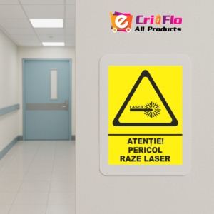 Indicator Atentie pericol raze laser, Sticker autocolant - Img 5