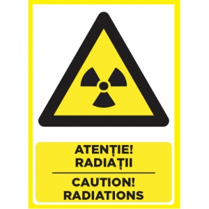 Indicator Atentie radiatii caution radiations, Sticker autocolant