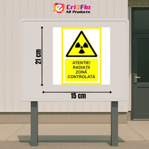 Indicator Atentie radiatii zona controlata, Sticker autocolant - Img 2