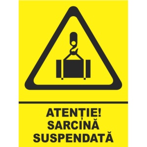 Indicator Atentie sarcina suspendata, Sticker autocolant