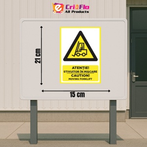 Indicator Atentie stivuitor in miscare caution moving forklift, Sticker autocolant - Img 2