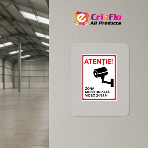 Indicator Atentie zona monitorizata video, Sticker autocolant - Img 4