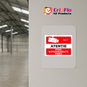 Indicator Atentie zona supravegheata video 24 de ore, Sticker autocolant - Img 4