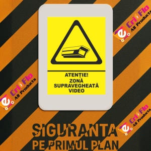 Indicator Atentie zona supravegheata video, Sticker autocolant - Img 3