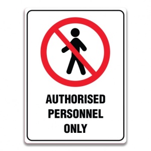 Indicator AUTHORISED PERSONNEL ONLY SIGN, Sticker autocolant - Img 1