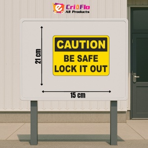 Indicator Caution Be Safe Lock It Out Sign, Sticker autocolant - Img 2