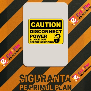 Indicator Caution Disconnect Power Sign, Sticker autocolant - Img 3