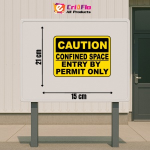Indicator Caution Entry By Permit Only Sign, Sticker autocolant - Img 2