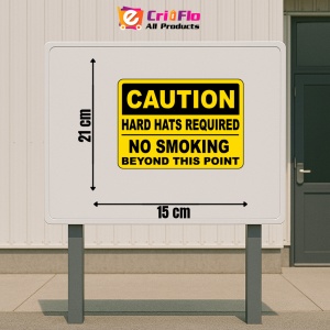 Indicator Caution Hard Hats Required No Smoking Sign, Sticker autocolant - Img 2