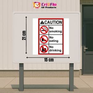 Indicator Caution no smoking no eating no drinking sign, Sticker autocolant - Img 2