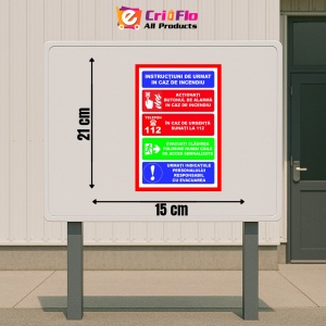 Indicator Cu instructiuni de urmat in caz de incendiu, Sticker autocolant - Img 2