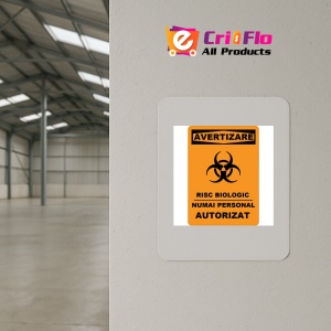 Indicator De avertizare risc biologic numai personal autorizat, Sticker autocolant - Img 3