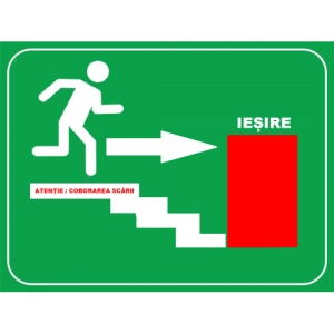Indicator De iesire coborare pe scari in jos stanga, Sticker autocolant
