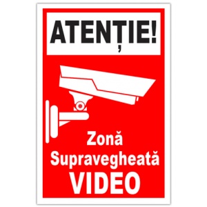 Indicator De informare atentie zona supravegheata video, Sticker autocolant