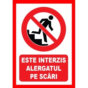 Indicator De interzicere este interzis alergatul pe scari, Sticker autocolant