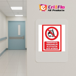 Indicator De interzicere transportul persoanelor pe stivuitor este interzis, Sticker autocolant - Img 4
