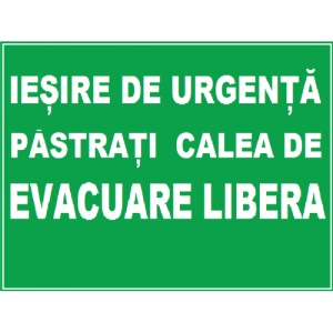 Indicator De pentru iesire de urgenta pastrati caile de evacuare libera, Sticker autocolant