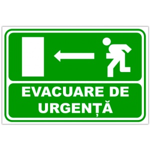 Indicator De salvare pentru evacuare de urgenta cu directia in stanga, Sticker autocolant