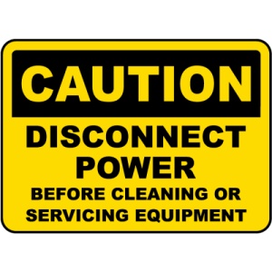 Indicator Disconnect Power Before Cleaning or Servicing Sign, Sticker autocolant