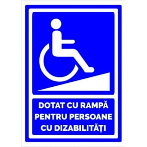 Indicator Dotat cu rampa pentru persoane cu dizabilitati, Sticker autocolant