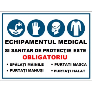 Indicator Echipamentul medical si sanitar este obligatoriu, Sticker autocolant