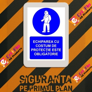 Indicator Echiparea cu costum de protectie este obligatorie indicator de obligativitate, Sticker autocolant - Img 3