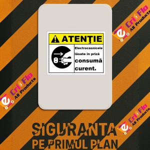 Indicator electrocasnicele lasate in priza consuma curent, Sticker autocolant - Img 2