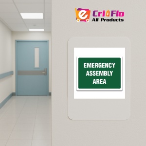 Indicator EMERGENCY ASSEMBLY AREA SIGN, Sticker autocolant - Img 4