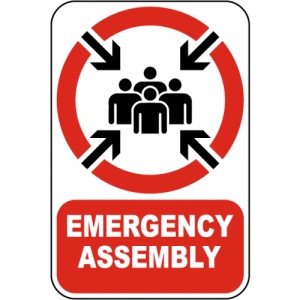 Indicator Emergency Assembly Sign, Sticker autocolant