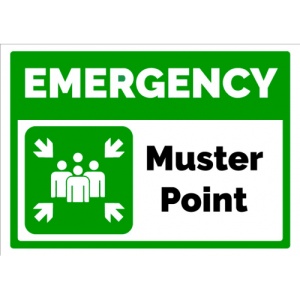 Indicator Emergency muster point, Sticker autocolant