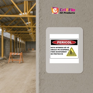Indicator Este interzis sa va urcati pe acoperis fara echipament de protectie, Sticker autocolant - Img 5