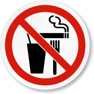 Indicator Eticheta a nu manca nu bea sau nu fumati, Sticker autocolant