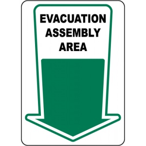 Indicator Evacuation Assembly Area Downward Arrow Sign, Sticker autocolant