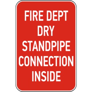 Indicator Fire Dept Dry Standpipe Connection Sign, Sticker autocolant