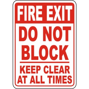 Indicator Fire Exit Do Not Block Keep Clear Sign, Sticker autocolant