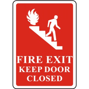 Indicator Fire Exit Keep Door Closed Sign, Sticker autocolant